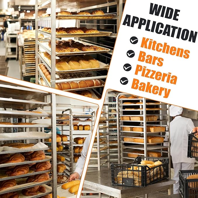 HECASA Adjustable Bun Pan Rack 25 Tier with Brake Wheels Bakery Sheet Rack for Foodservice KitchenRestaurant Pizzeria Hotel Home Aluminum 24.72 L x 20.5 W x 58''H Oxidation