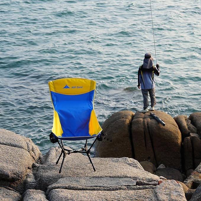 Lightweight Camping Chair (Innovative Rotating Instant Setup) High Back Portable Collapsible Camping Chair Folding Backpacking Ultralight Hiking 400lbs Capacity (Suspension Comfort)