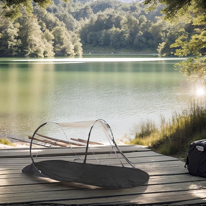 Portable Clear-Top Pop-Up Mosquito Tent with Black Base | Large 78x28x28 Dome for Camping &amp Outdoors | Instant Setup Bug Net
