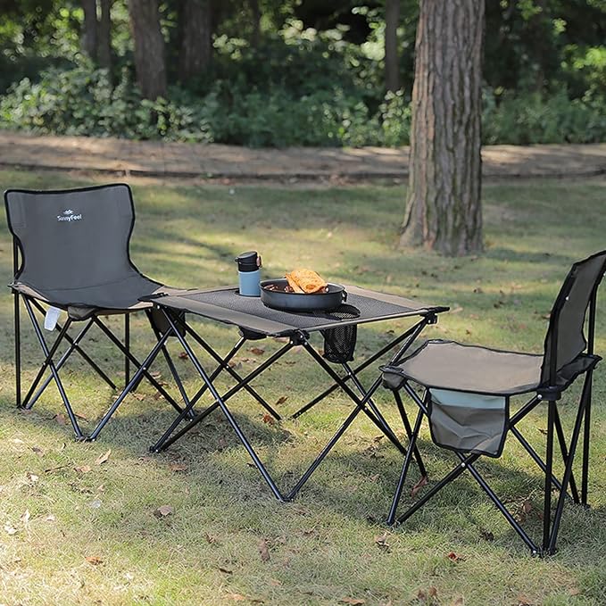 SUNNYFEEL Outdoor Folding Table | Lightweight Mesh Compact Camping Table Roll Up Top 2 People Portable Camp Tables with Carry Bag for Picnic/Cooking/Beach/Travel/BBQ