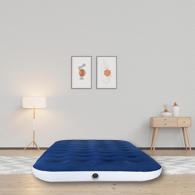 Nutan 8.5-Inch Durable Luxury Inflatable Air Mattress with Comfort Coil Technology and High Capacity Pump Good for Camping Home and Portable Travel 72 x 28.7 Blue