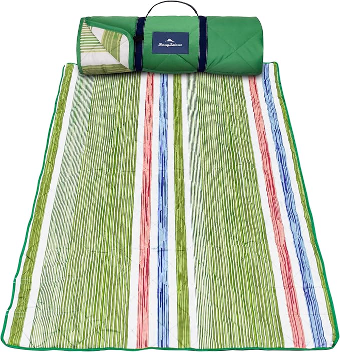 Tommy Bahama Outdoor Waterproof Picnic Blanket - Lightweight Portable Design with Carry Strap - Perfect for The Beach Park Camping Concerts and More 50 x 70