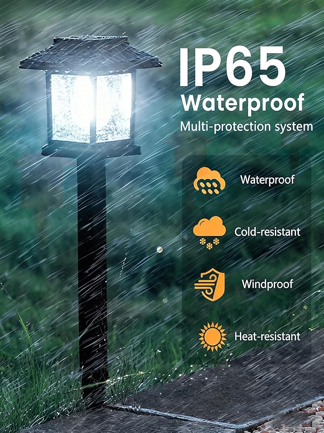 16-Pack Solar Lights Outdoor (Extra-Bright &amp Smart Auto On/Off) Solar Powered Garden Lights Waterproof Solar Pathway Lights for Landscape Path Yard Patio Driveway Walkway Decor (Cool White)