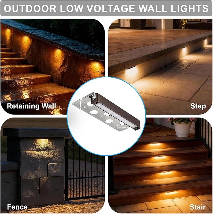 Landscape Hardscape Lighting 7 Inch Retaining Wall Lights 12 Volt 5W LED Low Voltage Paver Lights for Outdoor Wall Deck Step Stair Fence Post 2700K/3000K/3500K/4000K/5000K Bronze 2PK