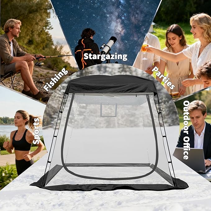 2-3 Person Clear Sport Tent with Extra Rain Cover - Windproof Winter Tent for Ice Fishing Backyard &amp Outdoor Sports
