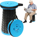 ALEVMOOM 18 Collapsible Stool 800lbs Max Weight Heavy Duty Portable Retractable Folding Telescoping Foldable Camping Stool for Adults Outdoor Fishing Travel BBQ (Blue)