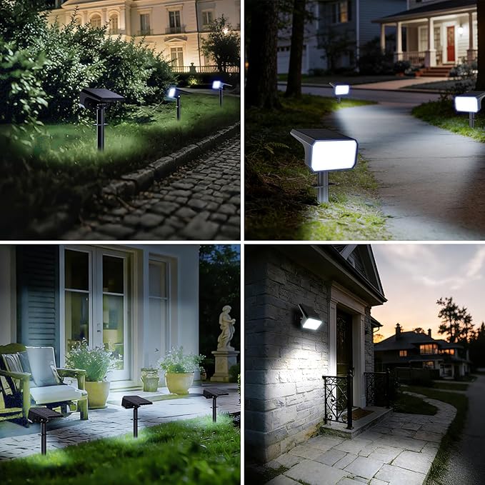 Fabrito Solar Spot Lights Outdoor 8 Pack [108Leds 4 Modes] Auto On/Off Spotlights IP67 Waterproof Landscape Lights for Tree Yard Patio Pool Pathway Driveway Cool White