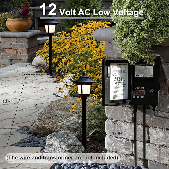 GOODSMANN Low Voltage Landscape Lighting Oil Rubbed Bronze 2PK Path Lights Low Voltage 3W LED 120 Lumen 3000K Warm White with Cable Connectors