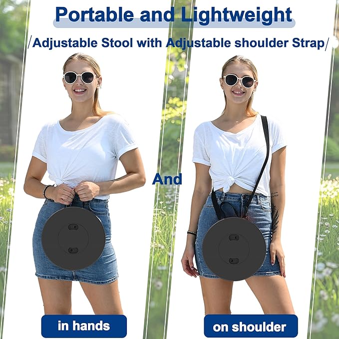 Upgraded 18.1 Collapsible Stool with Adjustable StrapLightweight Folding StoolLoad Capacity 600lbsRetractable Camping Stool Portable Folding Chair or Travel Footrest for Outdoor Fishing Hiking BBQ