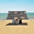 ALAZA Sun Crescent Moon Cloud Beach Tent Sun Shelter UPF50+ Protection Beach Shade Canopy w/ 4 Sandbags for Outdoor Camping Fishing Backyard Fun Picnic 10x9 ft