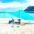Beach Tent Sun Shelter UPF50+ Portable Beach Shade Canopy Windproof Beach Sun Shade with 2 Pole and 6 Sandbags for Family Vacation Beach Camping Fishing Picnics Park(7×7FT)