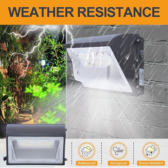 150W LED Wall Pack Light with Photocell 2Pack 4000/5000/6500K 3CCT 80/100/120/150W Selectable Commercial Security Lighting Outdoor LED Wall Lights for Parking Lot Warehouse Barn 100-277V ETL Listed