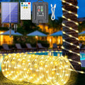 New Upgraded Solar Rope Lights 500 LED 170ft 19 Modes Solar Powered &amp USB Rechargeable String Lights Outdoor Waterproof with Remote Timer Dimmable for Pool Yard Party Wedding Christmas (500LED-War