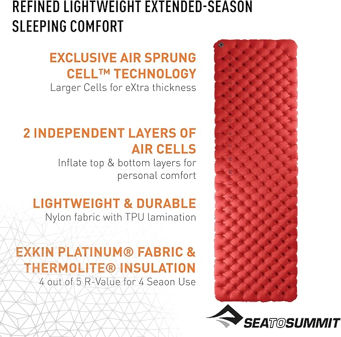Sea to Summit Comfort Plus XT Extra-Thick Insulated Camping Air Mattress Large (79.5 x 26 x 3 inches)