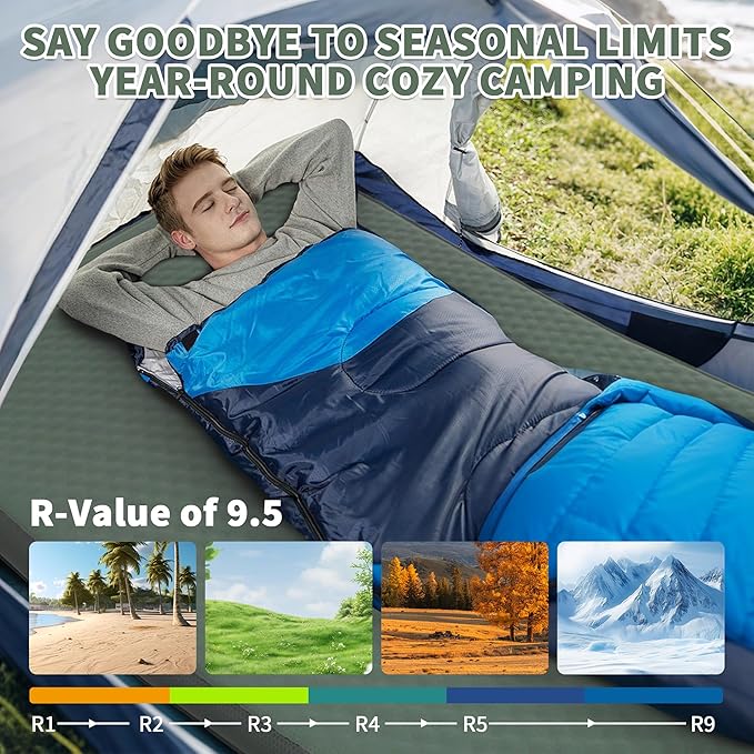 Self Inflating Double Sleeping Pad with Foam and Electric PumpInnovative Y-Shaped Telescopic Structure4.3 Thick Ultraportable Camping MattressOutdoor Compact Air Mat for Tent Car（4.2*79*55 inch）
