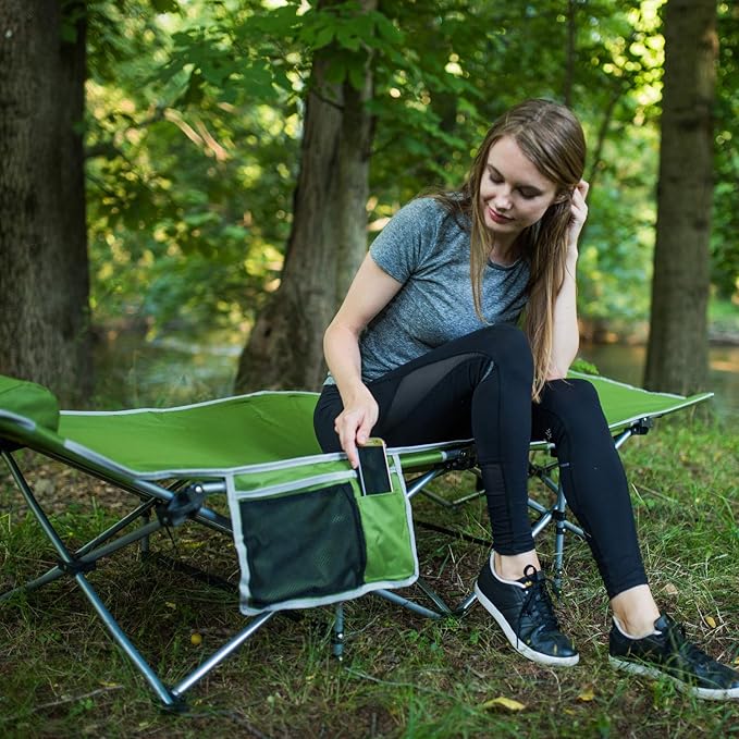 Alpcour Folding Camping Cot – Deluxe Collapsible Single Person Bed in a Bag w/Pillow for Indoor &amp Outdoor Use – Ultra Lightweight Comfortable Heavy Duty Design Holds Adults &amp Kids Up to 300