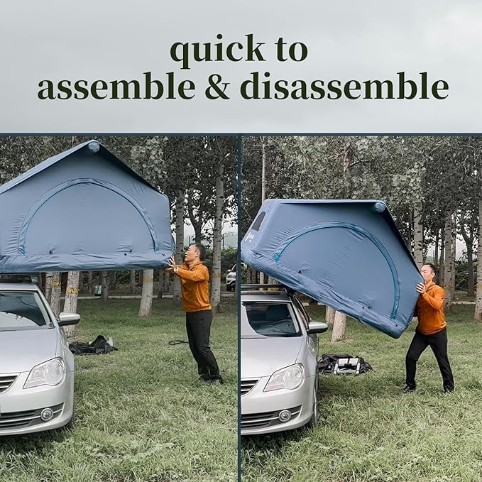 2 Person Inflatable Car Roof Top Tent with Pump4 Season Waterproof and Sun Resitant Camping Dome Roof Top Tents Camping Tent for SUV Truck and Universal CarsEasy Setup