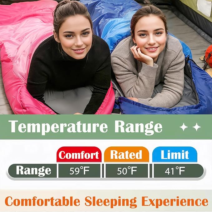 Sleeping Bags for Adults&ampKidsLightweight Waterproof Warm Weather Sleeping BagCompact Portable Sleeping Bag for CampingEssentials Gear for Camping Hiking Outdoor Travel