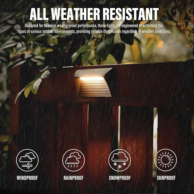 VENUS MANUFACTURING 2W Low Voltage Deck Lights LED Outdoor Stair Lights 3000K 12V Wired Step Lighting Die-cast Aluminum for Fence Yard Patio and Pathway (12Pack)