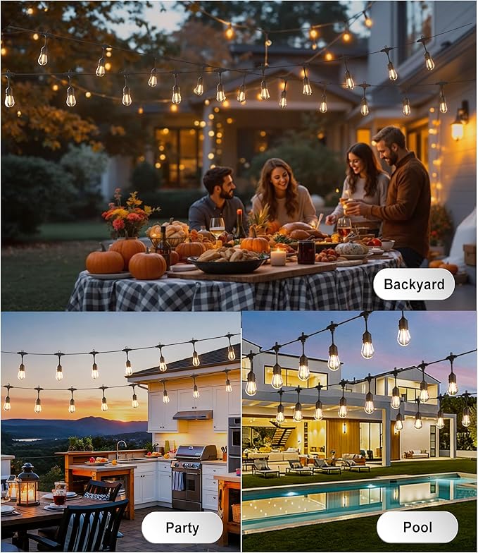 DAMAING LED Outdoor String Lights 150FTShatterproof IP65 2 Pack x 75Ft Patio Lights for Heavy Duty Hanging Lights WaterproofOutdoor Edison String Lights for Outside House BackyardPorchYard
