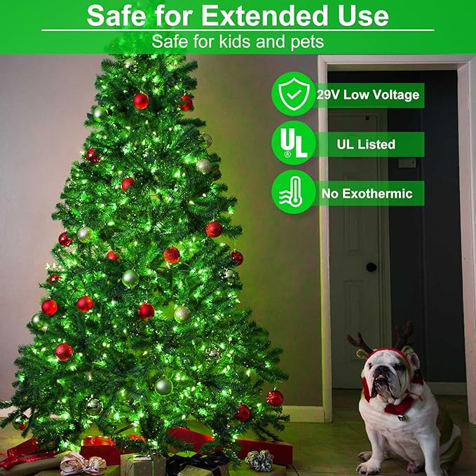 2 Pack Christmas Lights Outdoor Total 200FT 600LED String Lights for Outside with 8 Modes Waterproof Green Wire Twinkle Tree Lights Green Wire for Indoor Yard Garden Party Decorations Green