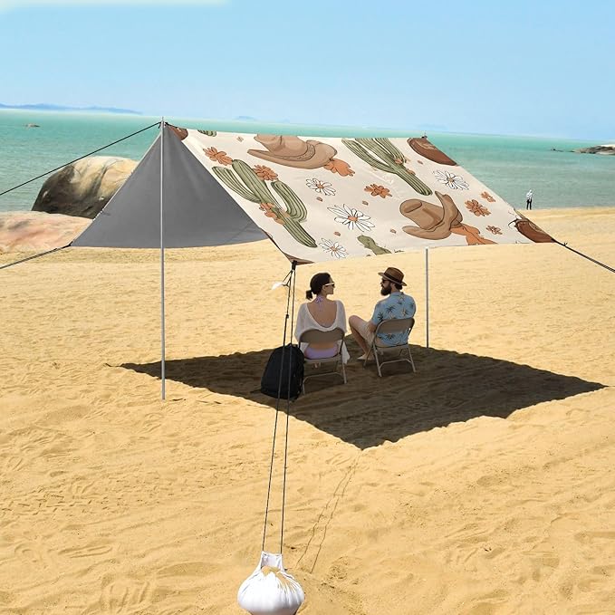 Beach Tent Sun Shelter Cactus Cowboy Hat Lightweight &amp Easy Setup Beach Shade Canopy for Camping Fishing
