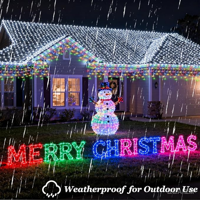 1620 LED 164ft Outdoor Christmas Lights 12 Modes Dimmable Curtain String Lights with 360 Drops Waterproof Twinkle Fairy Lights with Timer for Bedroom Window Holiday Wedding Xmas Decor Multicolor