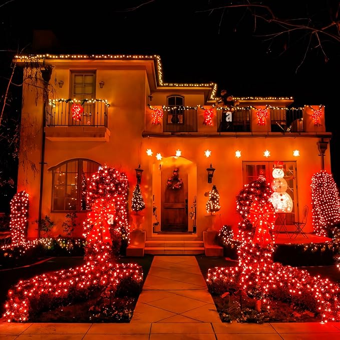 JMEXSUSS 200 LED Red Christmas Net Lights 9.8ft x 6.6ft Connectable Christmas Bush Lights with Remote 8 Modes Plug in Net Light Outdoor Mesh Light Waterproof for Tree Yard Valentines Decoration