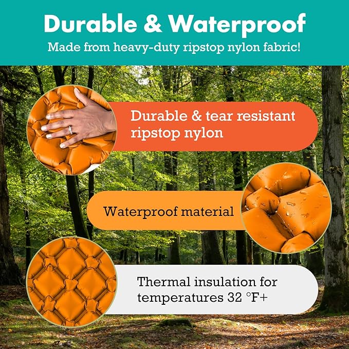 Ultralight Sleeping Mat - Inflatable &amp Compact Camping Air Mattress for Backpacking Hiking- New