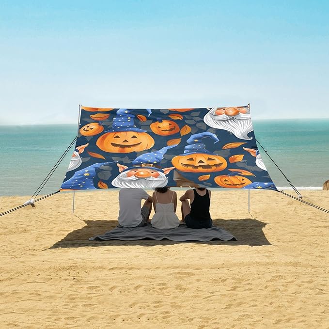 Beach Tent Sun Shelter Halloween Hat Pumpkin Dwarf Lightweight &amp Easy Setup Beach Shade Canopy for Camping Fishing