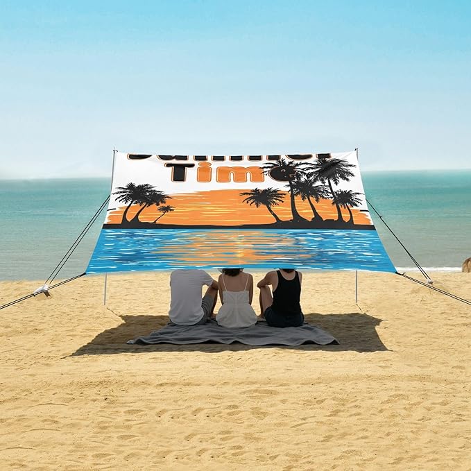Bolaz Beach Canopy Tent Sun Shade9'×10.5' Large Family Beach Shade UPF50+- Outdoor Shade for Camping Trips FishingSummer Time