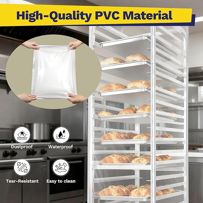 10-Tier Half Sheet Pan Rack with Cover Bun Pan Rack Cover Aluminum Bakery Racks Home Commercial Kitchen Bakery Cooling Rack Speed Rack with 4 Wheels