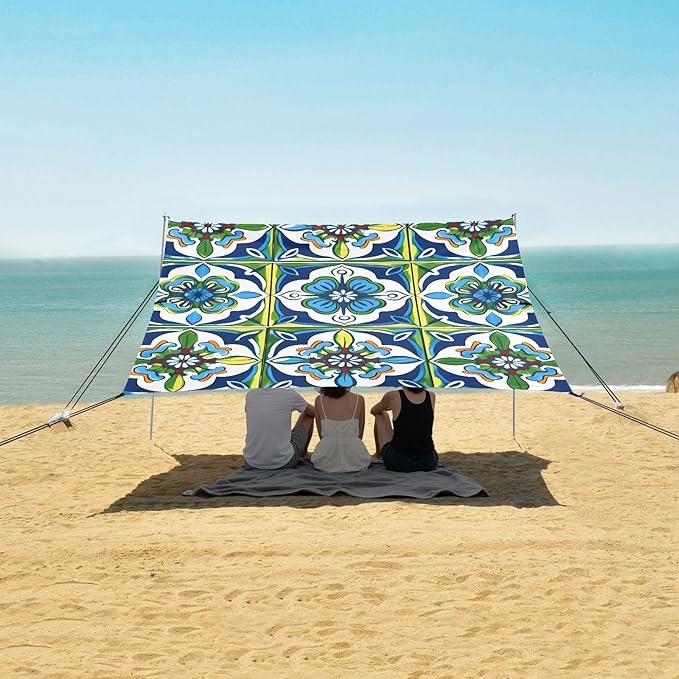 Mexico Talavera BohoCamping Sun Shelters 9.2 x 10.5 FT Beach Canopy Tent Sun Shade with Carrying Bag for Camping Trips Fishing Backyard Fun or Picnics 21341419