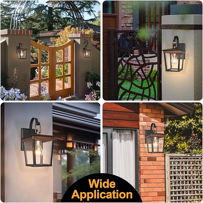 ALVIME 2 Pack Copper Outdoor Wall Sconces Waterproof Porch Light with Clear Seeded Glass E26 Base for Entryway Backyard Patio