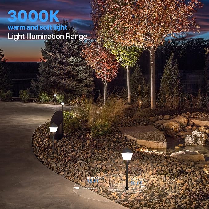 GOODSMANN Pathway Light 1.5W LED Outdoor Low Voltage Landscape Lighting 100 Lumen Hardwired Path Lights 3000K Warm White Metal Walkway Light with Cable Connectors