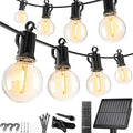 Brightown Solar String Lights Outdoor Waterproof with Remote Cable Ties and Hooks 38FT Patio Lights with 15 LED Shatterproof Bulbs 3 Light Modes Dimmable Hanging Lights for Backyard Party Decor
