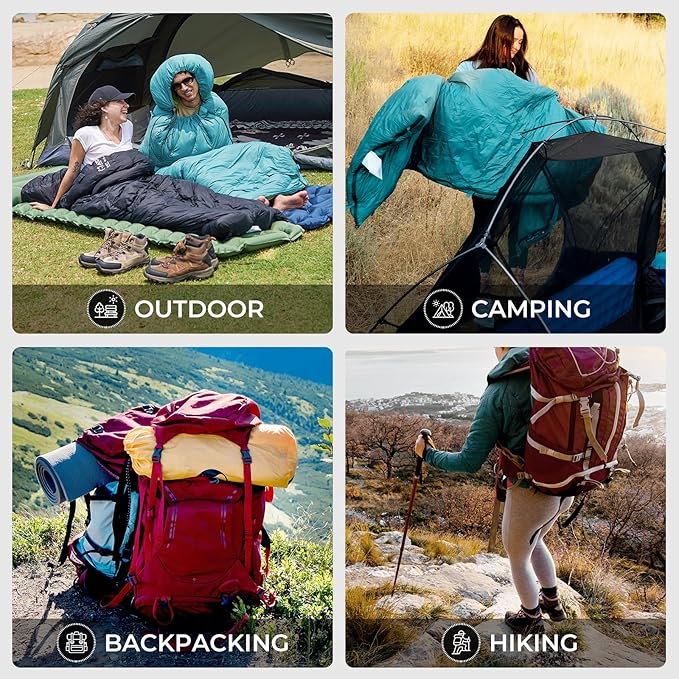 ATEPA 3-in-1 Hybrid Down Sleeping Bag for Adults Lightweight 3 Season Wearable Backpacking Sleeping Bag with Pad Attachment &amp Compact Compression Sack for Spring Summer Fall Car Camping 30°F 45°F