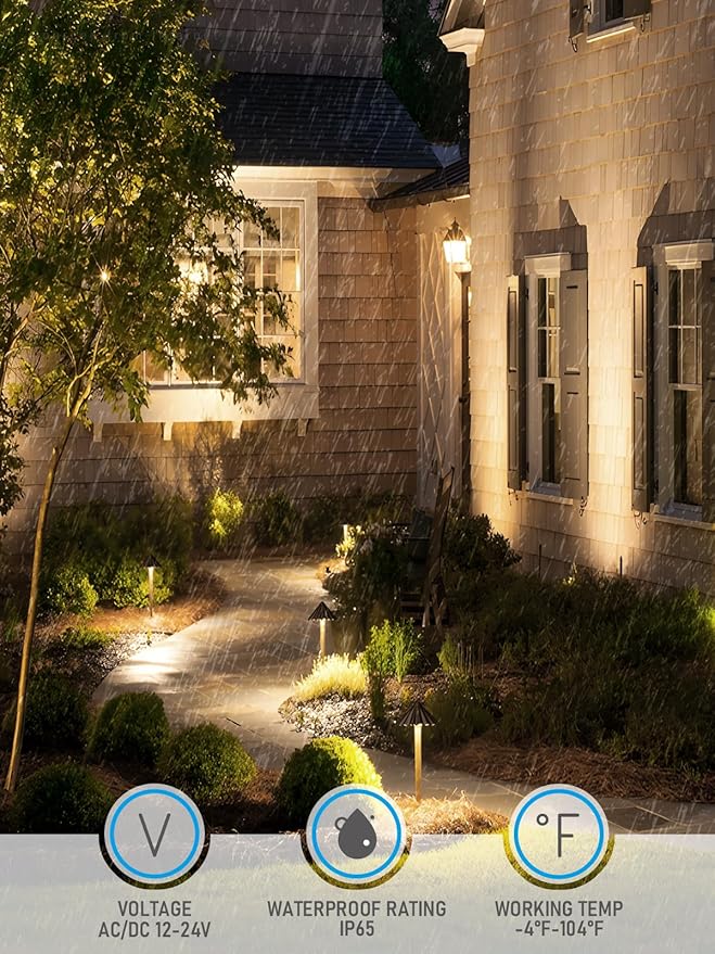 LEONLITE 3CCT Low Voltage Pathway Lights LED Landscape Path Lights 3000K/4000K/5000K Ruffles Head 12-24V AC/DC IP65 Outdoor Walkway Light Oil Rubbed Bronze Aluminum Pack of 6