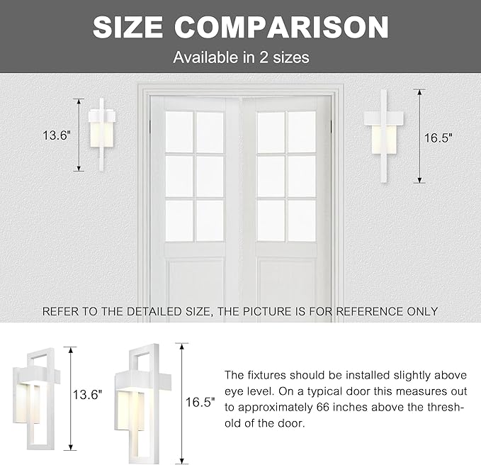 LamQee Outdoor Wall Lights Modern Exterior Lighting Fixtures 3000K Integrated LED Outdoor Wall Sconce Lighting Matte White Outside Wall Mount Lights for House Front Door Porch Garage Patio 1 Pack