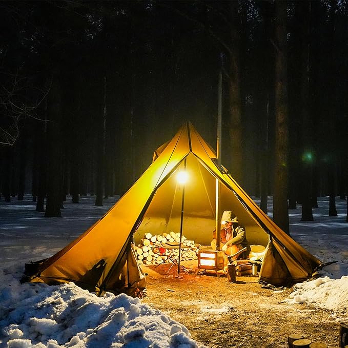 Tipi Tent Camping Hot Tent Rheum Nobile Lightweight Teepee Waterproof with Stove Jack for 2-4 Person Hiking Hunting Backpacking