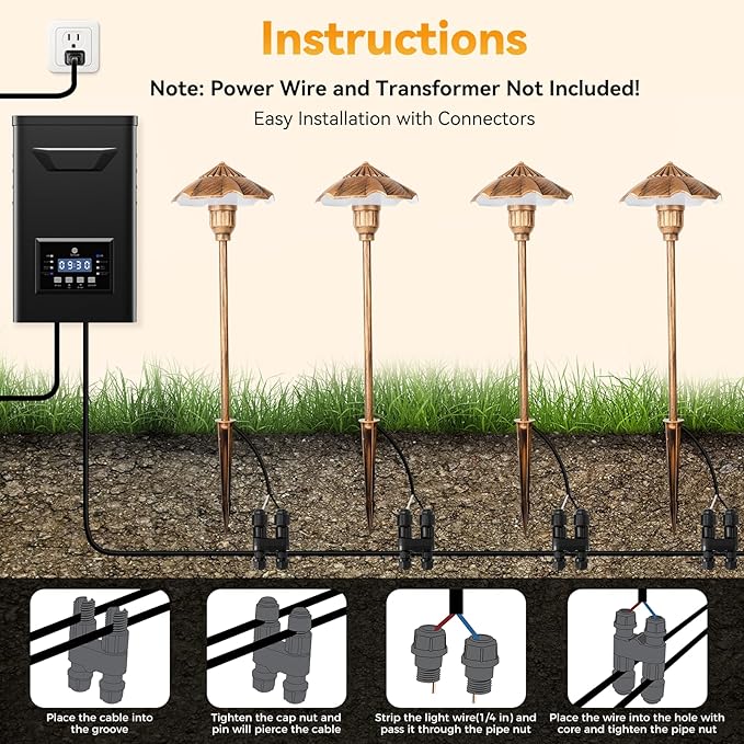 LED Low Voltage Landscape Lighting 12V Landscape Lighting Kit with Connectors 3CCT 3000K-5000K 18“ Tall LED Low Voltage Pathway Lights Aluminum Waterproof for Patio Yard Garden 2 Pack
