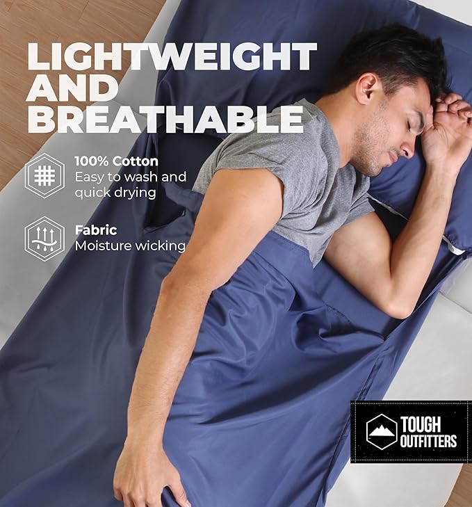 Sleeping Bag Liner - Adult Sleep Sack &amp Travel Sheets for Hotel - Travel Sleep Sack Camping Sleeping Bag Liners for Cold Weather
