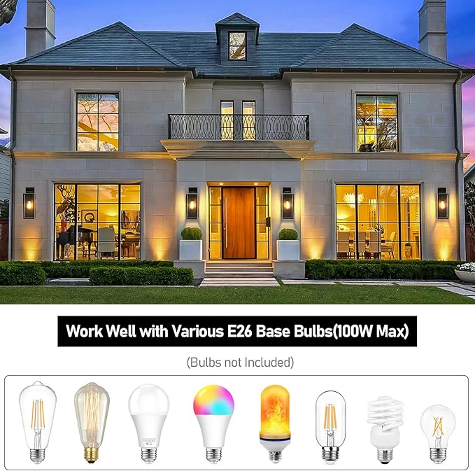 Large Size Outdoor Wall Light Fixtures Exterior Lighting Fixtures Porch Sconces Wall Mounted Waterproof Bronze Outdoor Wall Lanterns Lamps Outside Lights for House Patio Front Door Entryway 2-Pack