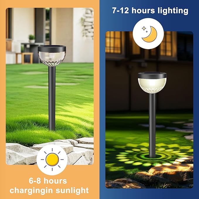 4 Pack Solar Flood Light Security LightsPathway Lights with 2CCT(Warm and Cool) Light ModesBright Pattern Solar Decorative Lights Outdoor