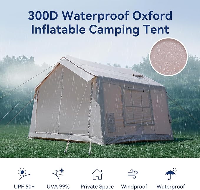 Inflatable Blow Up Tents for CampingWaterproof Oxford Hot Tent with Manual PumpSpacious Easy Setup Inflatable Camping Air Tent for Family Glamping