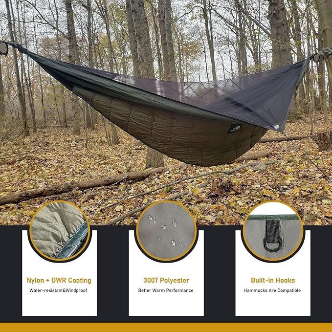 AYAMAYA Single &amp Double Hammock Underquilt Full Length Big Size Under Quilts for Hammocks Camping Backpacking Essential Winter Cold Weather Warm UQ Blanket Bottom Insulation