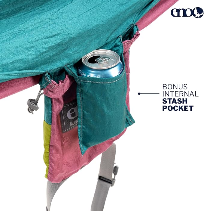 ENO Bundle Includes The SingleNest Hammock &amp Atlas Suspension System Lightweight Durable Hammock with Straps for Camping Hiking &amp Travel Seafoam/Berry/Melon