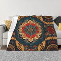 Retro Pattern 50x40 Printed Soft Fleece Blanket for Sofa Bed and Camping - Cozy Blanket for Travel Picnics Nighttime Use