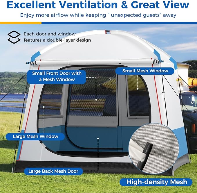 Goplus 3-5 Person Camping Tent Portable Cabin Shelter w/Large Double-Layer Mesh Front Door Mesh Screen Windows Carry Bag Waterproof &amp Windproof Large Family Tent for Backpacking Hiking Trip