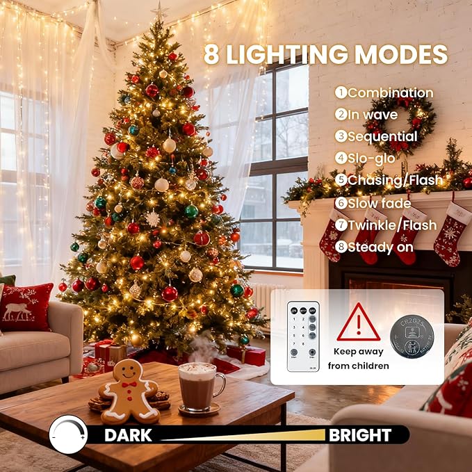Dailyart Fairy Lights Plug in 3000 Led Cluster Lights with Timer 195Ft Waterproof Warm Twinkle String Light with Remote for Bedroom Wreath Garland Window Wedding Christmas Tree DecorationBlack Wire